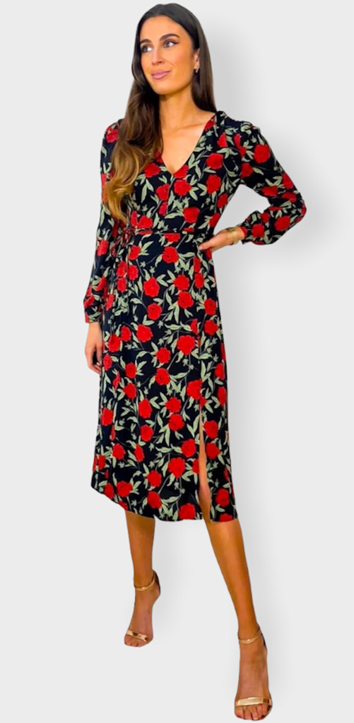 Black Floral Midi Dresses | dresses ...